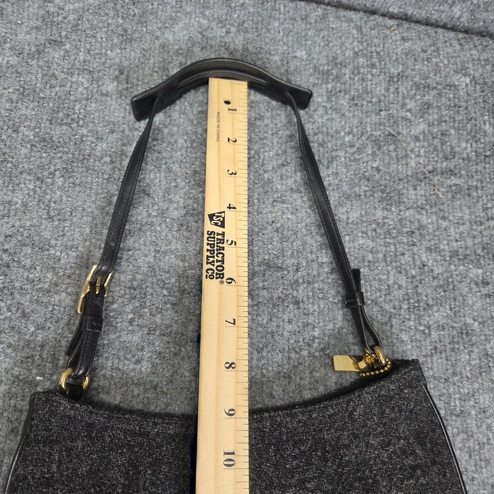 Coach Small Hobo Shoulder Bag Charcoal Gray‎ Wool Tweed Black Leather 8308 Y2K - Picture 16 of 16